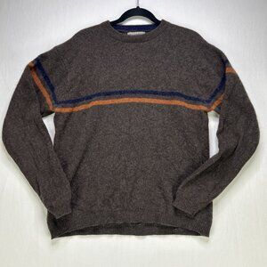 Structure Urban Wear Mens 100% Lambswool Pullover Brown Strips Sweater Size M